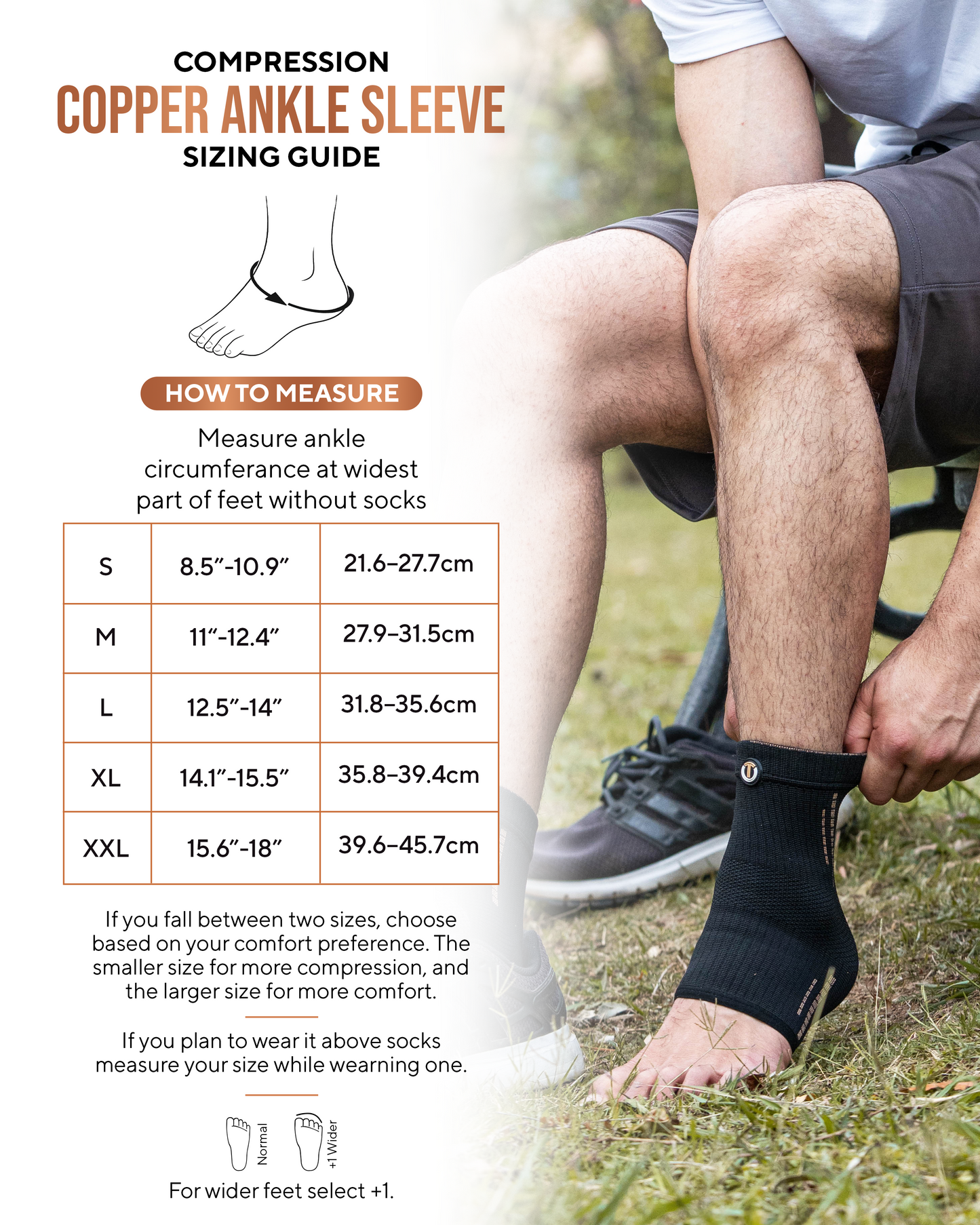 Copper Compression Ankle Brace Sleeves – 2-Pack, S–XXL